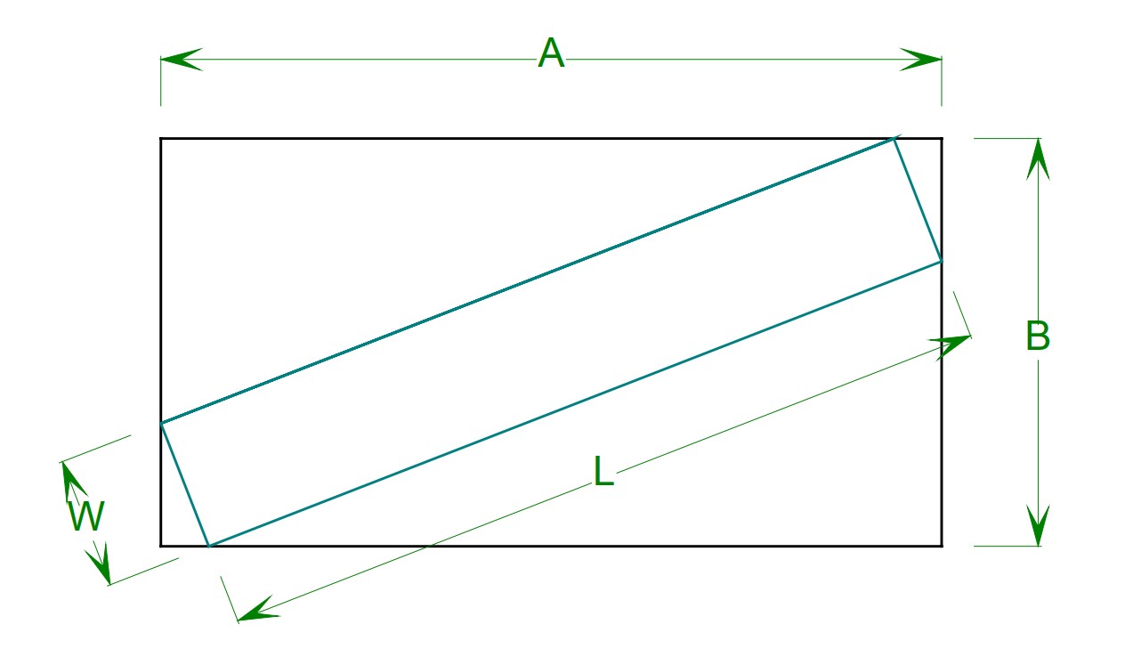 A rectangle nested in another such that the corners of the inside rectangle touch the edges of the outside rectangle.